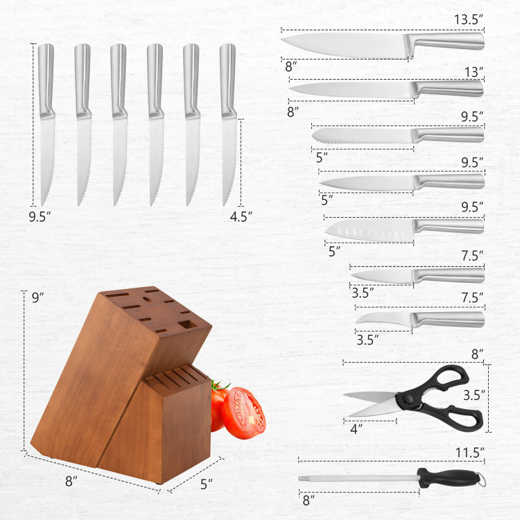 dropship Daily Necessities Kitchen Knife Set Stainless Steel Knife Block Set