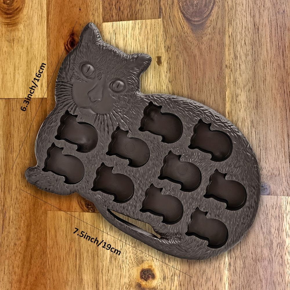 dropship 1pc Cat Shaped Silicone Ice Cube Tray And Mold- 9 Cavities - Fun & Cute Animal Replica Mold