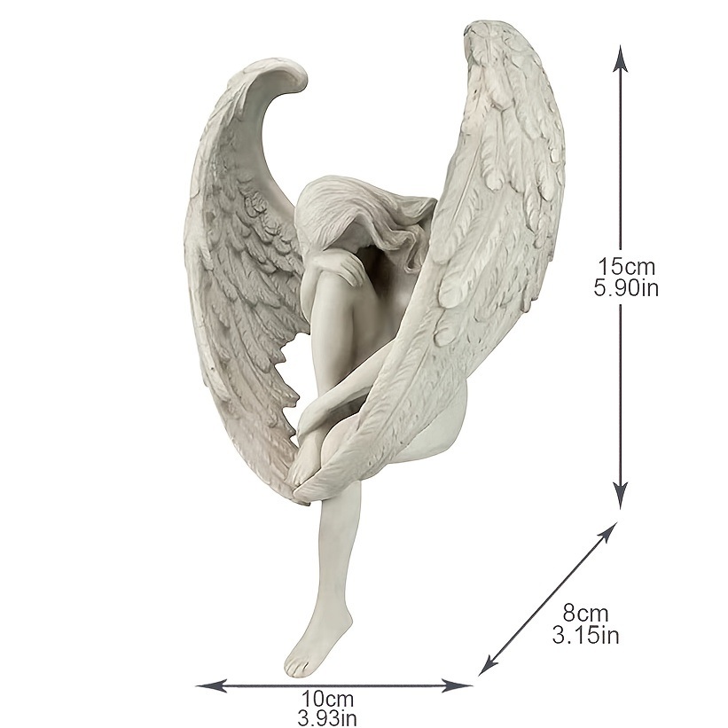 dropship 1pcs Sorrow Angel Statue Crafts; Pure White Love Angle With Wings Sculpture Ornaments; For Home Decor Bedroom Office Garden Tabletop