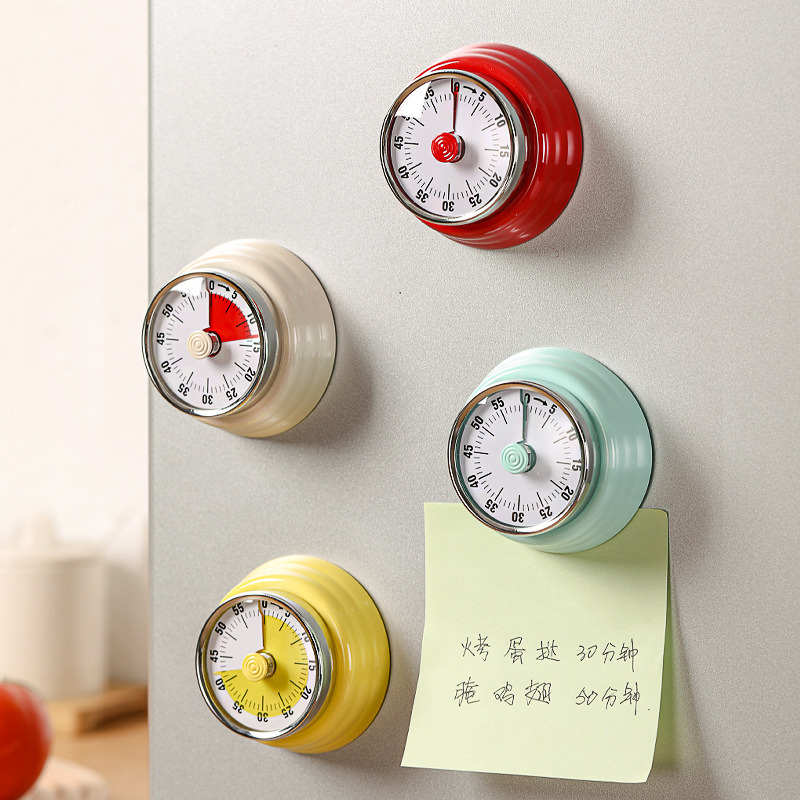 dropship Kitchen Timer Stainless Steel Mechanical Reminder Countdown with Magnet Cooking Teaching Multifunctional Baking Reminder
