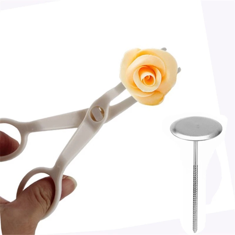 dropship 2pcs Piping Flower Scissors/Nail Kitchen Baking Pastry Tool Rose Decor Lifter Fondant Cake Decorating Tray Cream Transfer Set