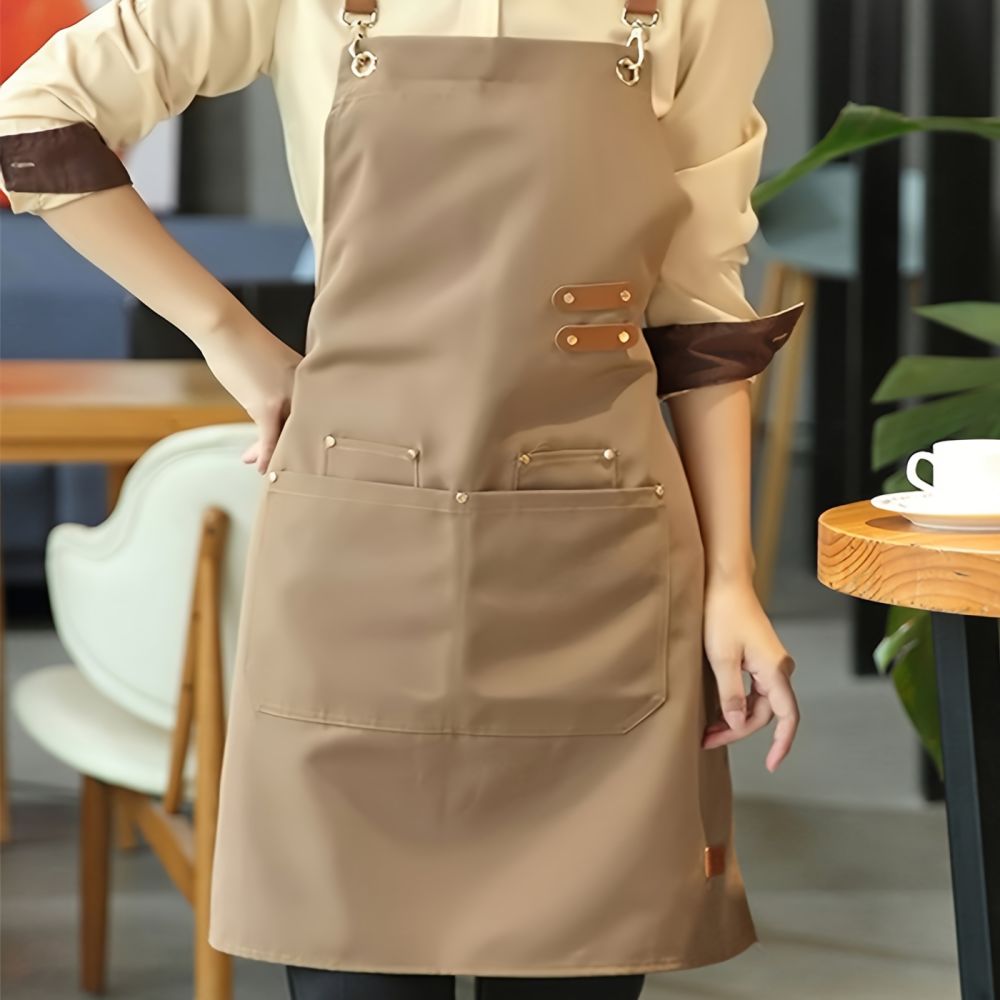 dropship 1pc Apron; Waterproof And Oil-proof Apron With Pockets; Universal Apron For Women And Men; For Coffee Bar; Restaurant; Multipurpose Aprons 29.5in*27.5in