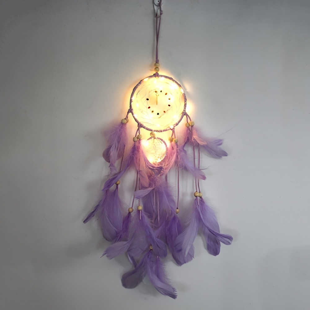 dropship 1pc Creative Dream Catcher With LED Lights; Night Light Dream Catcher; Wall Hanging Ornament