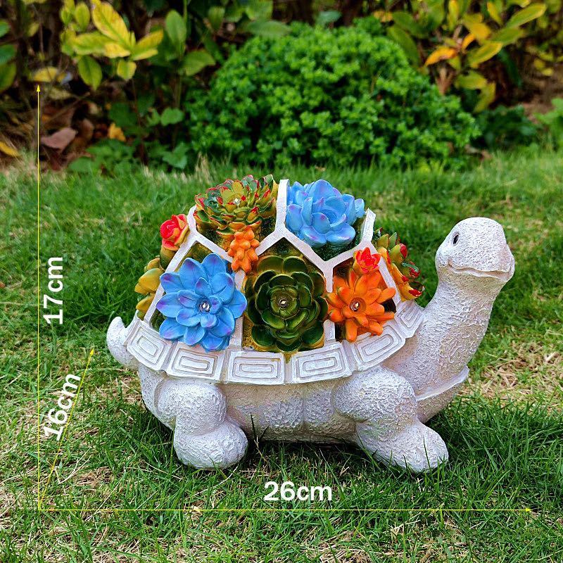 dropship Outdoor Solar LED Turtle Light Succulents Planter Stand Garden Gnomes Statue Ornament Resin Home Terrace Accesorries Decorations