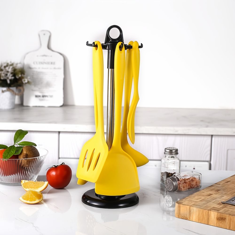 dropship 1pc Kitchenware Storage Rack; Stainless Steel Kitchen Utensil Holder Organizer; Countertop 360 Degree Rotating Utensil Holder For Kitchen Counter
