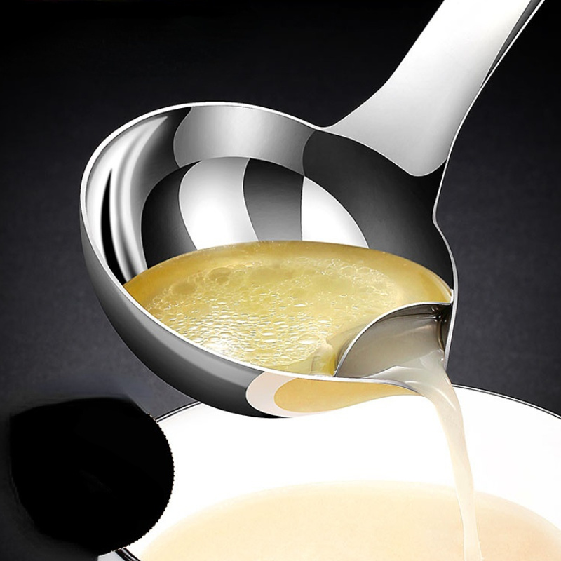 dropship 1pc 304 Stainless Steel Oil Filter Spoon; Oil Separating Ladle; Kitchen Gadget