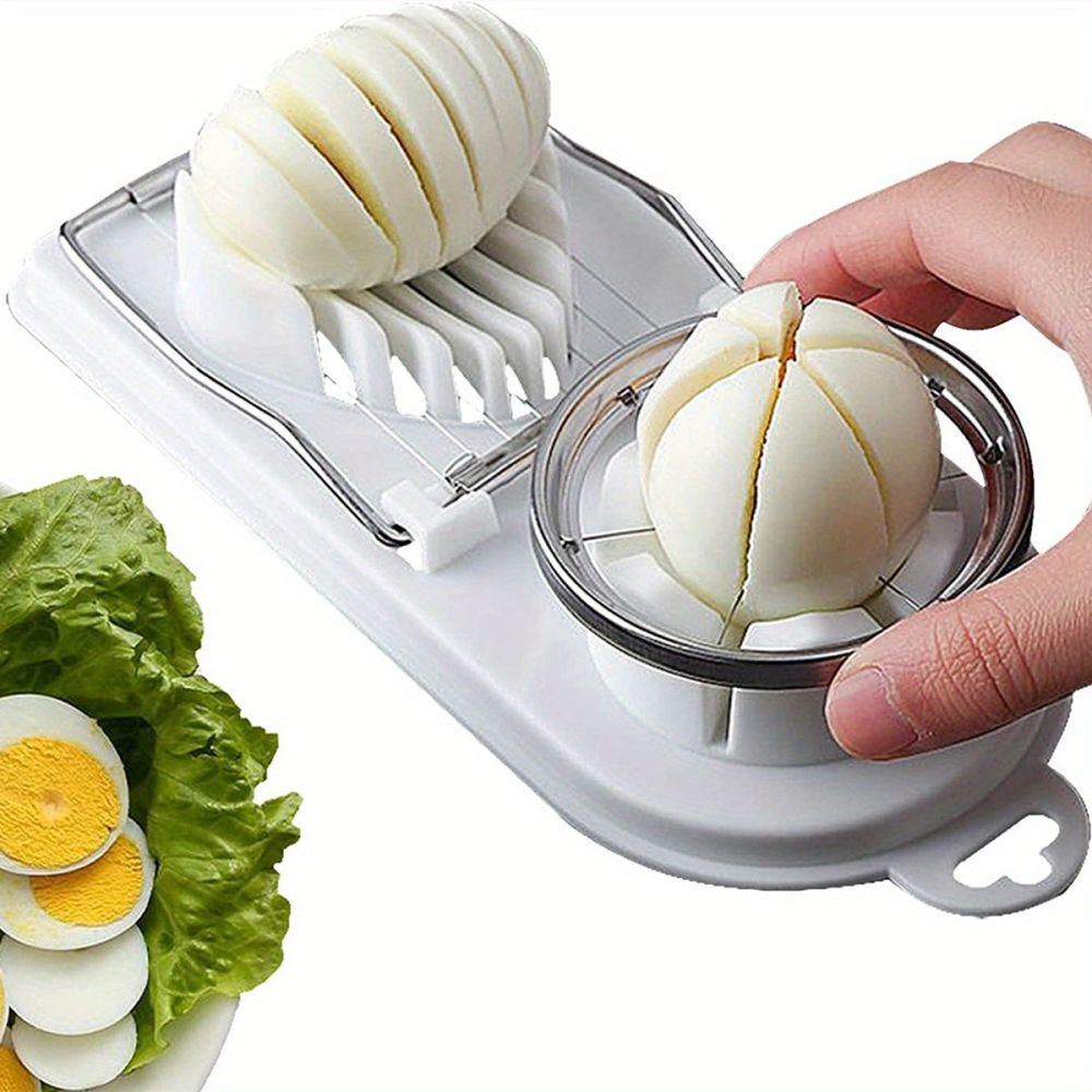 dropship 1pc Multifunctional Egg Cutter; Stainless Steel Egg Slicer Sectioner Cutter Mold; Flower-Shape Luncheon Meat Cutter; Kitchen Gadgets