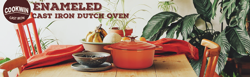 dropship COOKWIN Enameled Cast Iron Dutch Oven with Self Basting Lid; Enamel Coated Cookware Pot 4.5QT