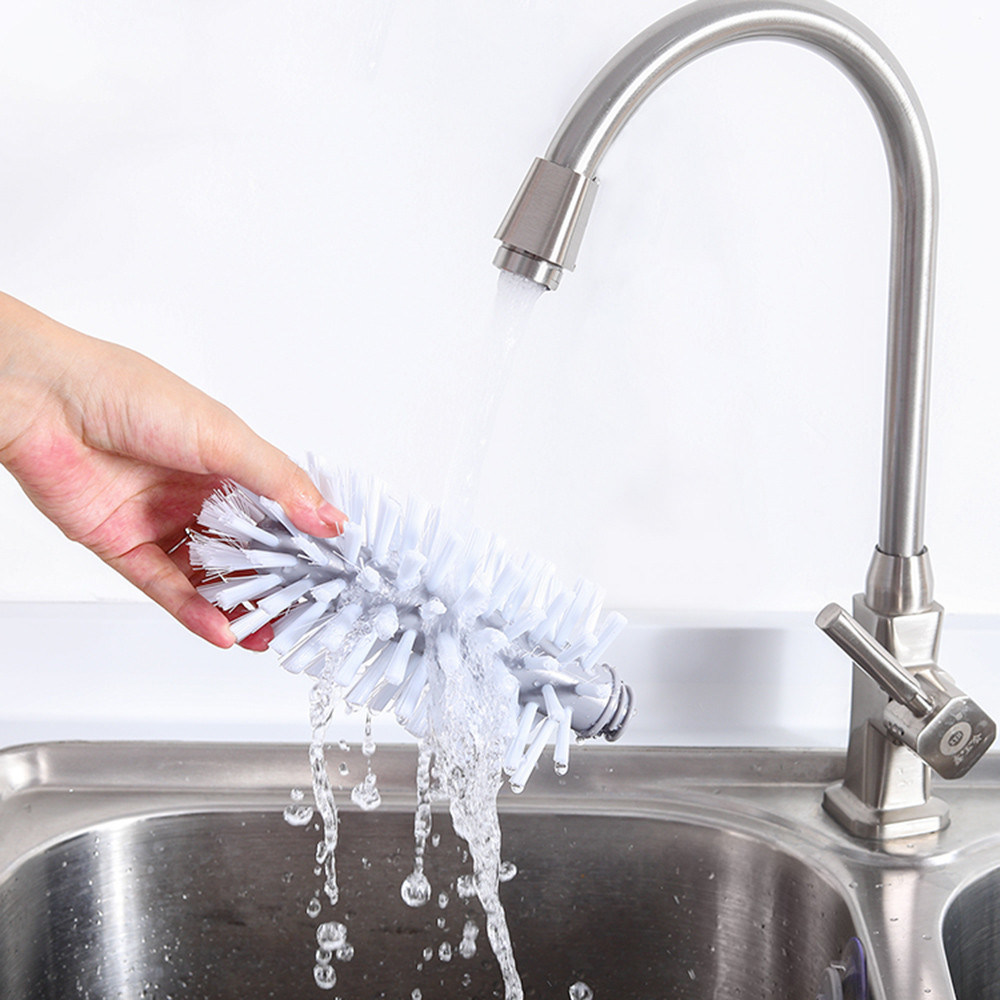dropship Creative Suction Cup Glass Bottle Cleaning Brush Kitchen Rotate Wash Cup Brush