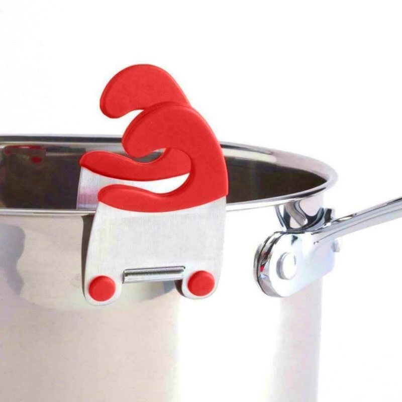 dropship 1pc Bowl Clip Stainless Steel Pot Side Clips Anti-scalding Spoon Holder Kitchen Bowl Clip Black Red