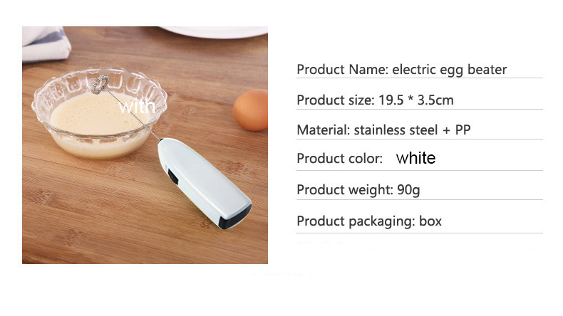 dropship White Electric Egg Beater Milk Frother For Coffee Household Kitchen Mini Stainless Steel Coffee Milk Tea Blender
