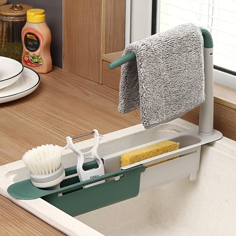 dropship Sink Rack; Telescopic Drain Rack; Kitchen Supplies; Multi-functional Pull-out Storage Rack; Can Be Hung Dishwashing Rag Rack