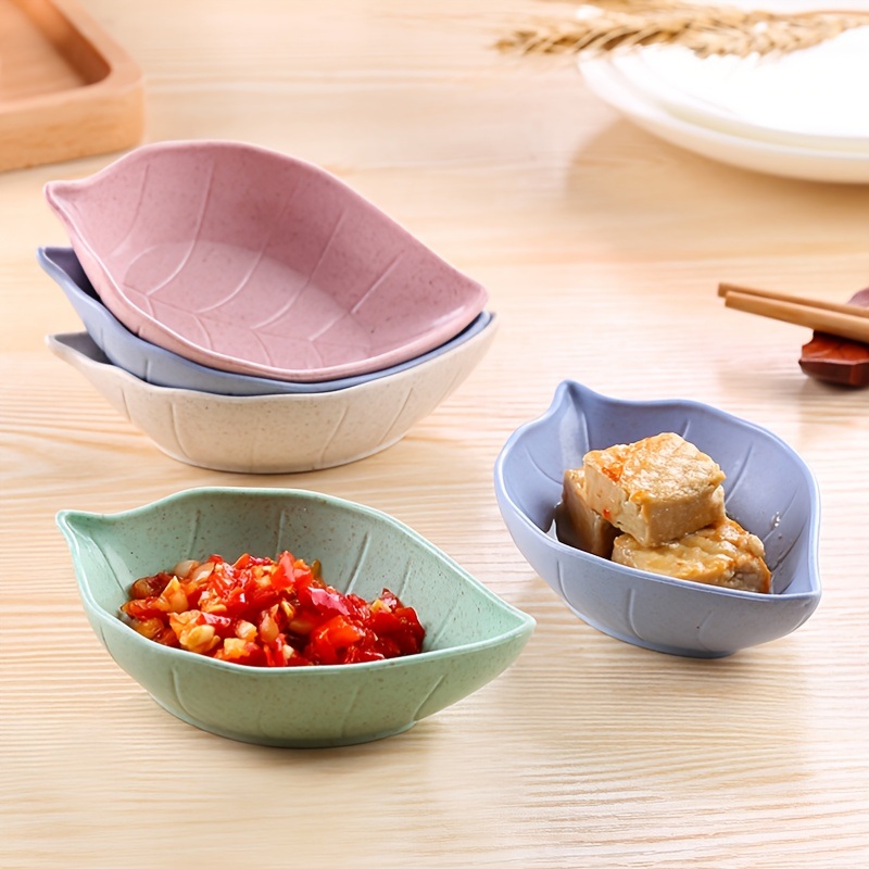 dropship 1pc Wheat Straw Leaf Shape Small Dish; Creative Snack Plate; Tableware; Vinegar Dish; Soy Sauce Dish; Bone Dish; Small Seasoning Dish