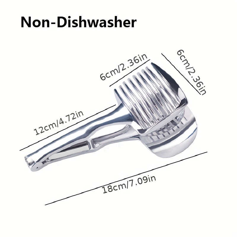 dropship 1pc Tomato Lemon Slicer Holder, Round Fruits Onion Shredder Cutter Guide Tongs With Handle, Stainless Steel Kitchen Cutting Potato Lime Food Stand