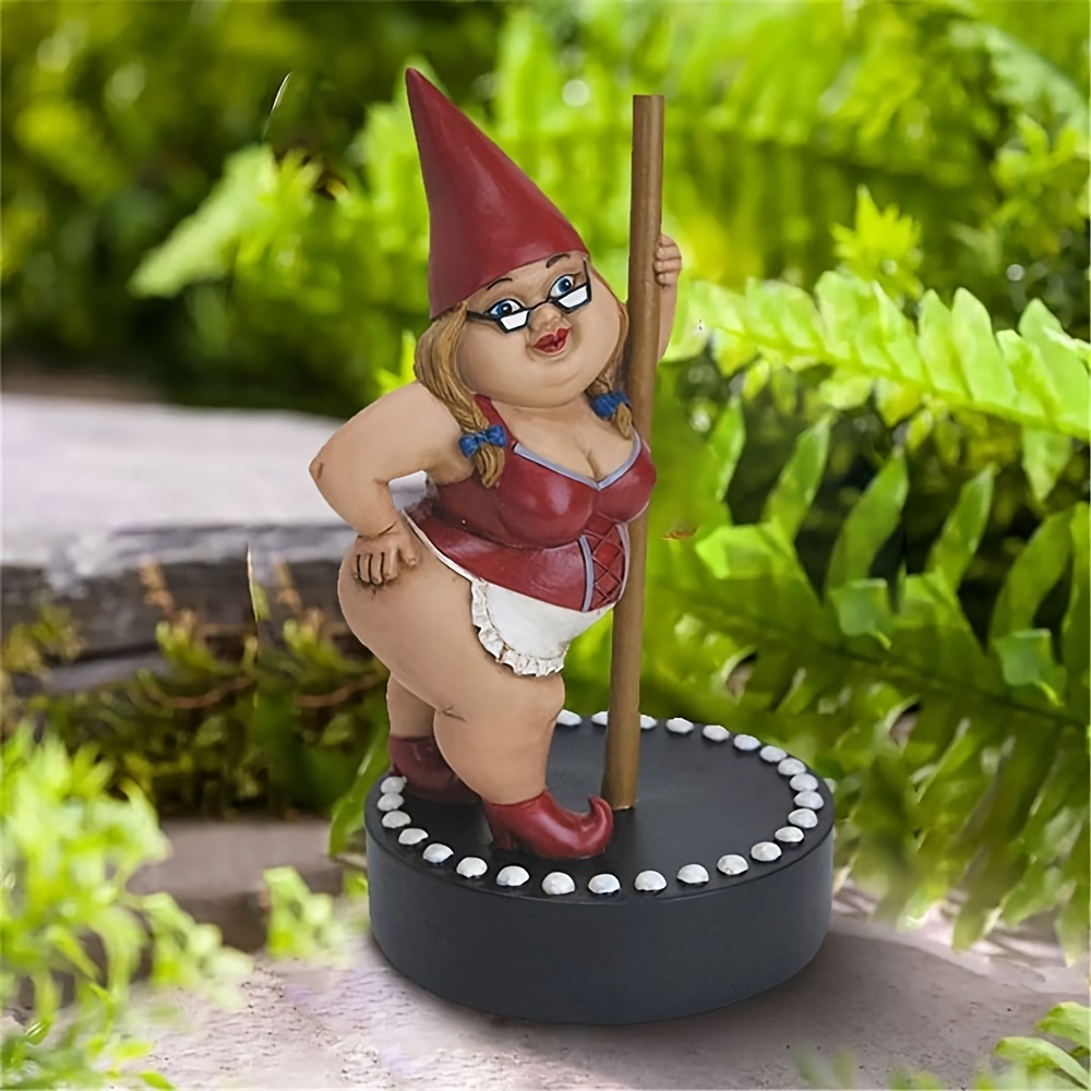 dropship 1pcs Gnome Figure Statue Crafts; Resin Women Pole Dancing Goblin Ornaments; For Garden Home Decor Bedroom Office Lawn (3.6*3.2*6.6inch)