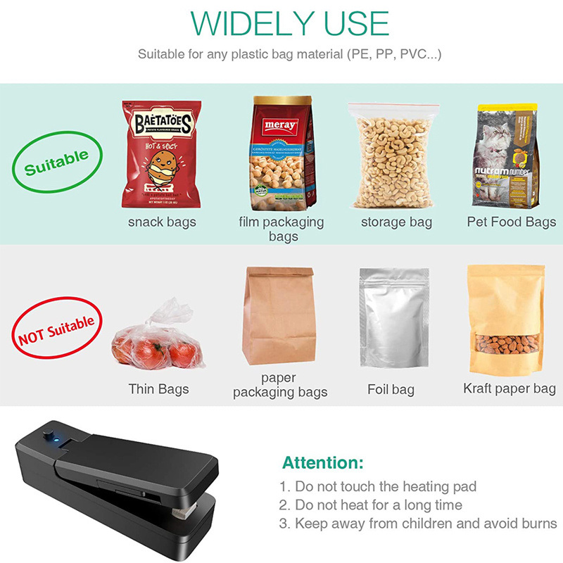 dropship 1pc 2 In 1 USB Chargable Mini Bag Sealer Heat Sealers With Cutter Knife Rechargeable Portable Sealer For Plastic Bag Food Storage