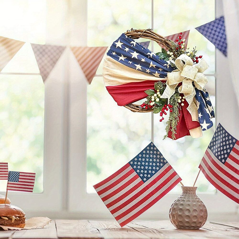 dropship 1pc; American National Day Wreath Independence Day Wreath Home Outdoor Decoration New Arrival Door Decoration; Independence Day Supplies