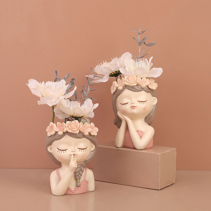 dropship 1pc Girls Plant Pots; Desktop Creative Cute Plant; Desktop Art Craft Decor