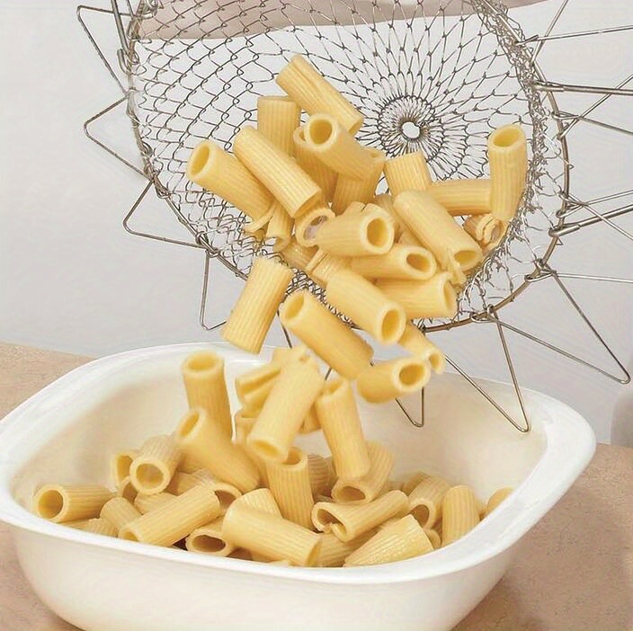 dropship 1pc; Frying Basket; Stainless Steel Frying Basket; Kitchen Foldable Steam Rinse Strain; Household Fry Basket Strainer; Kitchen Cooking Tool For Fried Food