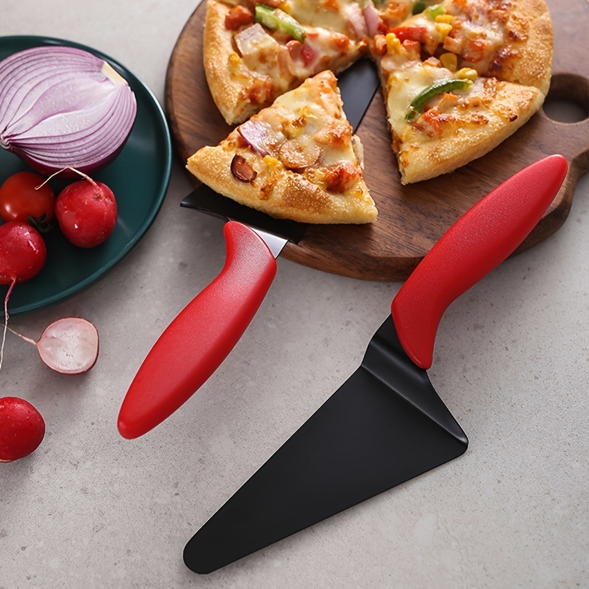 dropship 1pc; Cake Server; Stainless Steel Pizza Shovel; Black Red Cake Knife Cake Cutter; Pizza Pie Server; Kitchen Baking Tool; Household Item