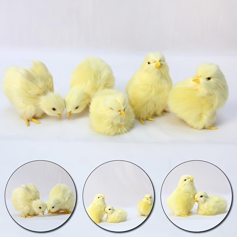 dropship 1pc Simulated Little Chick Figurine Lifelike Chicken Figurines Animal Figurine Realistic Chicken Photography Props Easter Supplies Easter Toy