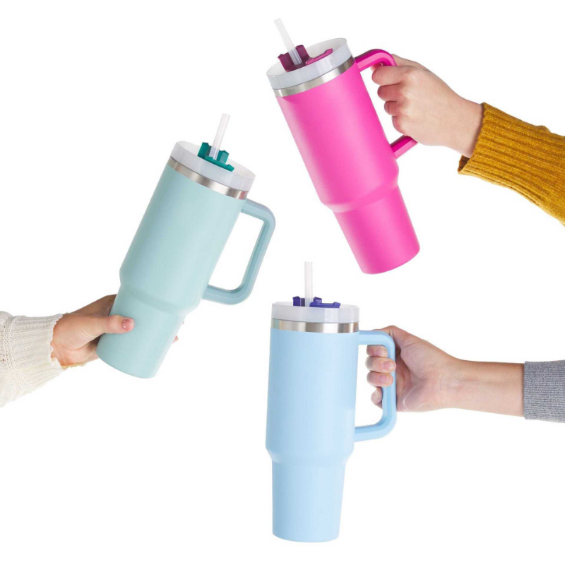 dropship 1200ml Stainless Steel Mug Coffee Cup Thermal Travel Car Auto Mugs Thermos 40 Oz Tumbler with Handle Straw Cup Drinkware New In