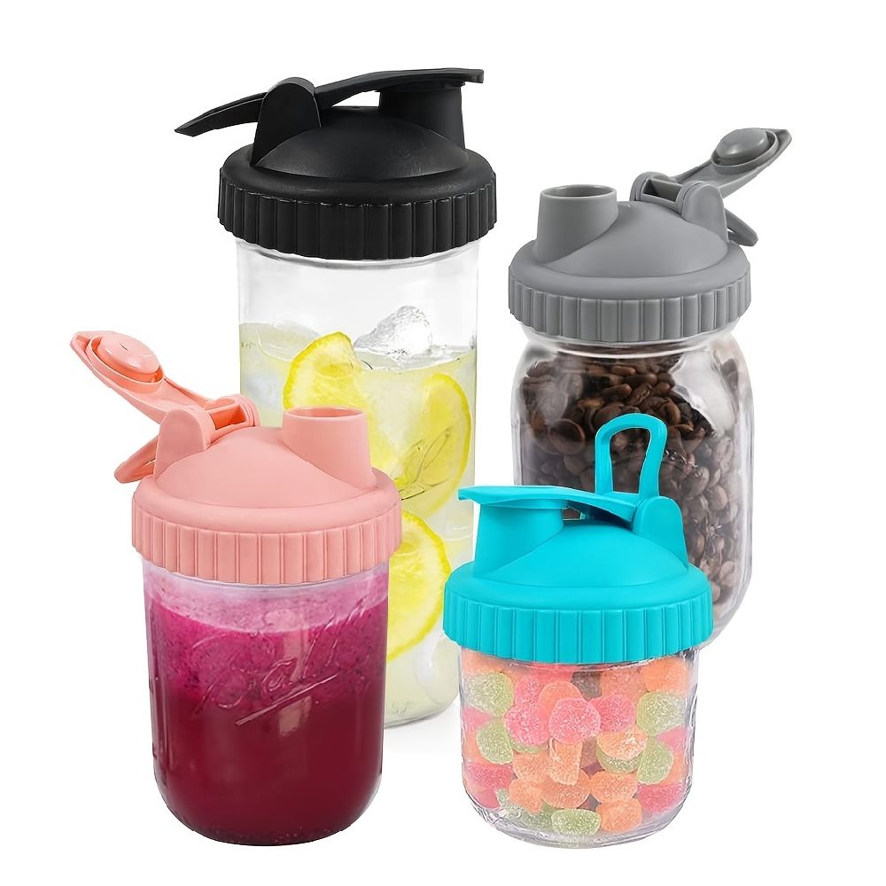 dropship 1pc Mason Jar Lids; Flip Cap Mason Jar Lids; 8.6cm/3.38in Inner Diameter Reusable With Pour Spout And Leak Proof Airtight Seal For Regular Mouth Mason Jars
