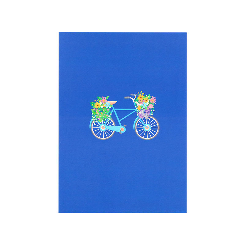 dropship 1pc Flower Bicycle Pop Up Card; 3D Spring Flower Bike Greeting Card For Anniversary; Mothers Day; Valentines Day; Thinking Of You; Thank You; Wedding; Sympathy