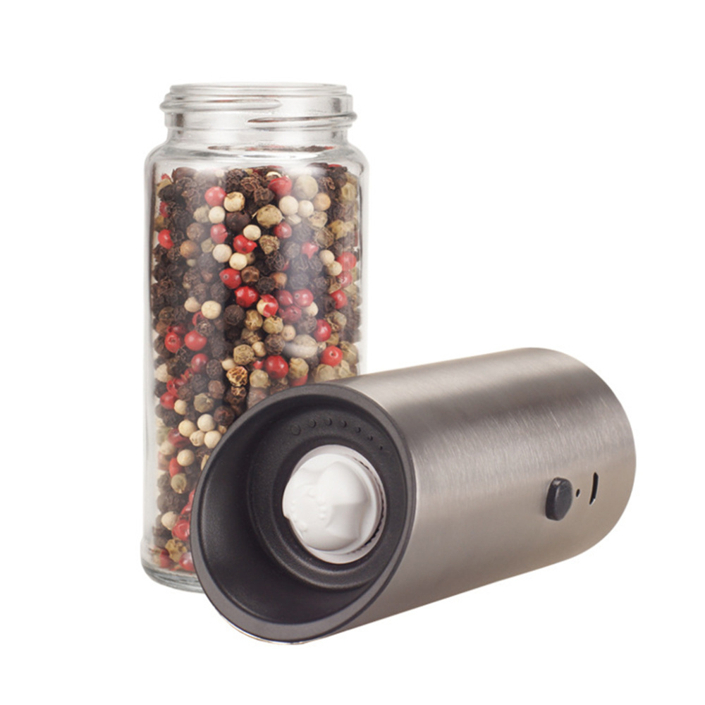 dropship Electric Salt Pepper Grinder USB Rechargeable Pepper Mill Adjustable Coarseness Automatic Spice Milling Machine Kitchen Tool