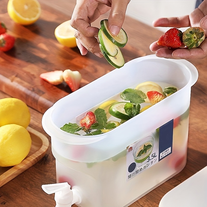 dropship 1pc 3.5L Cold Water Bucket Put Refrigerator Lemon Cold Water Cold Bubble Bottle Ice Water Tea Kettle With Faucet Cold Kettle