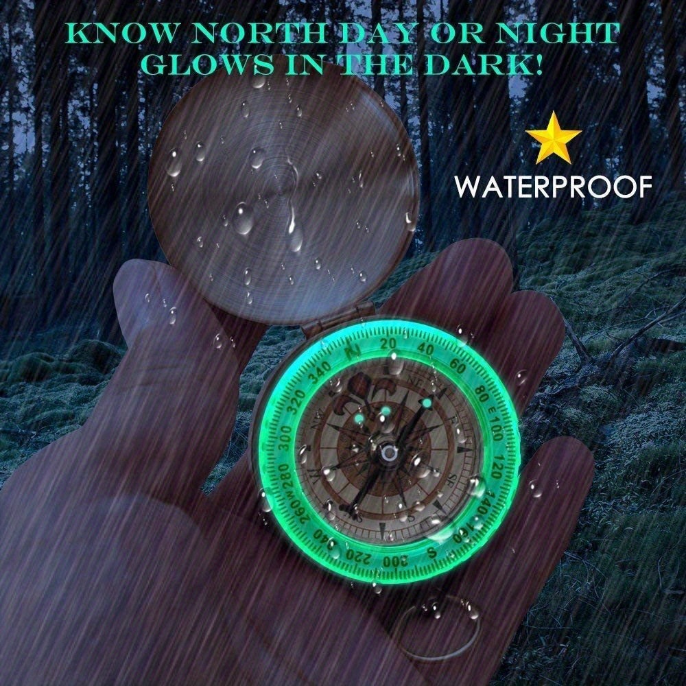 dropship G50 Pocket Watch Vintage Flip Compass; Multi-functional Luminous Pure Copper Compass For Outdoor Mountaineering