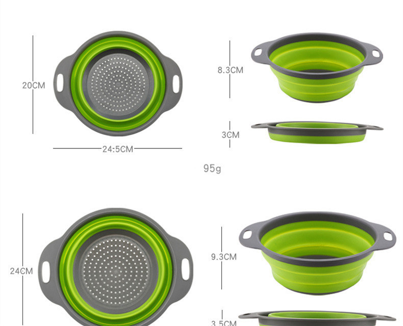 dropship Factory Direct Sales Silicone Foldable Vegetable Basket Kitchen Drain Basket Plastic Vegetable Washing Basin round Creative Vege