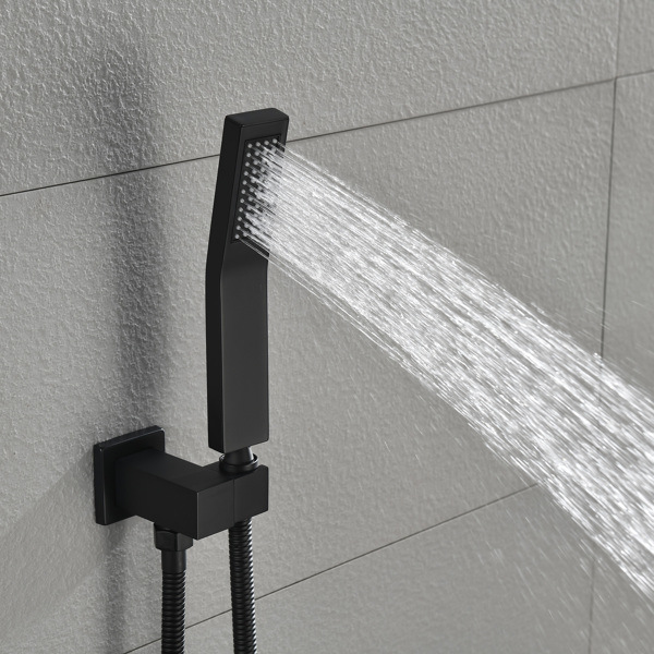 dropship Matte Black Shower Set System Bathroom Luxury Rain Mixer Shower Combo