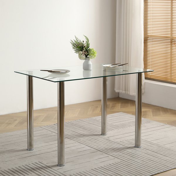 dropship 110CM Clear Color Dining Table Set (This product will be split into two packages) (replace 64512970)