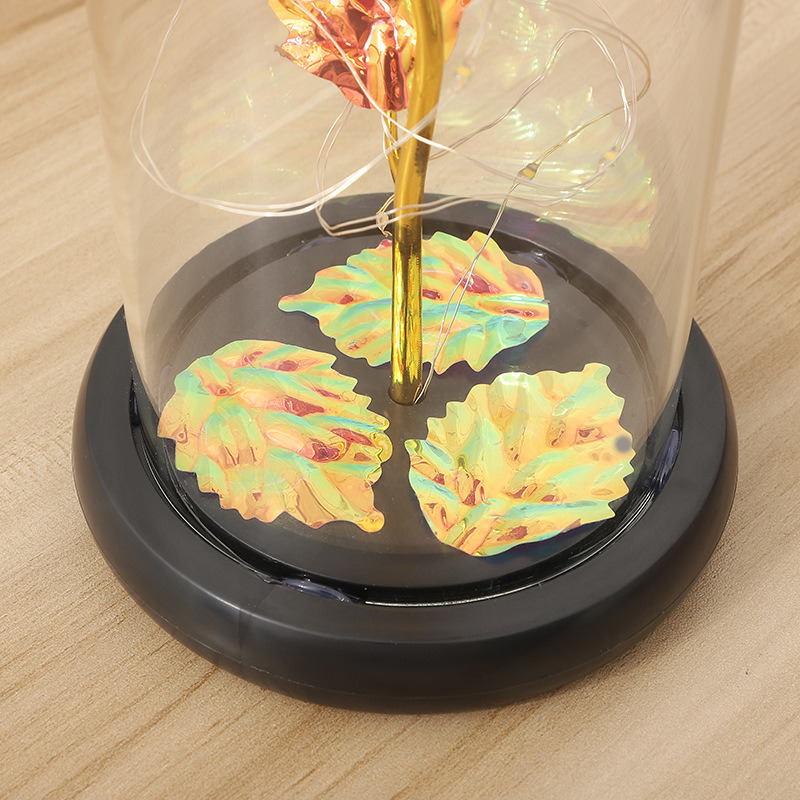 dropship 1pc Roses Gifts Artificial Flower Rainbow Rose Light Up In A Dome Gift For Mom Sister Wife Women Birthday Valentines Mother's Day Christmas Engagement
