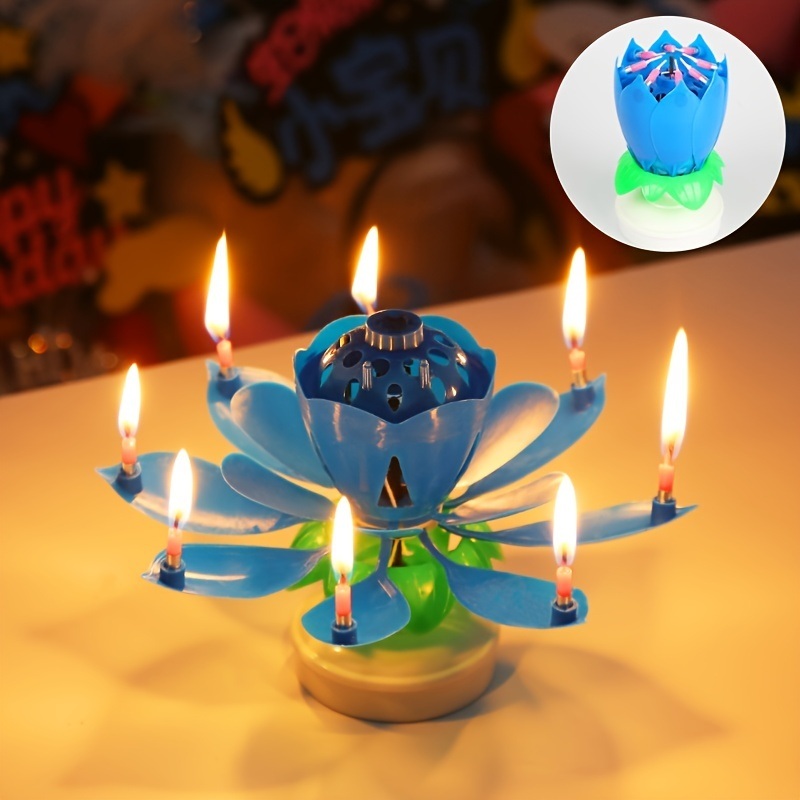 dropship 1pc Lotus Music Birthday Candle; Children's Creative Rotating Flowering Singing Lotus Lantern Cake Decoration