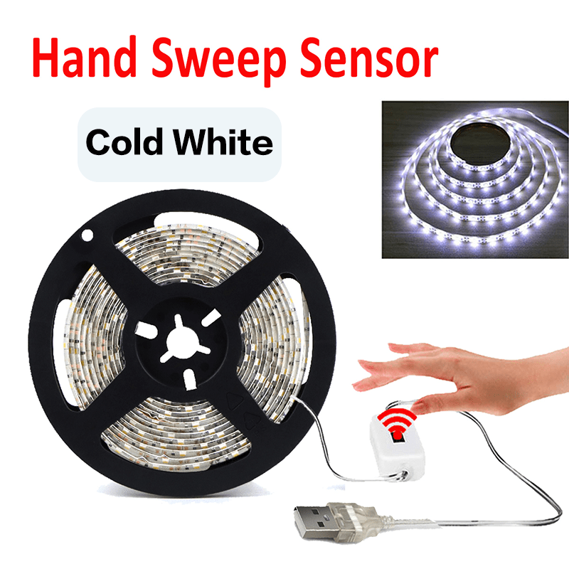 dropship 1pc DC 5V Lamp USB Motion LED Backlight TV Kitchen LED Strip Hand Sweep Waving ON OFF Sensor Light Diode Lights Double-sided Tape