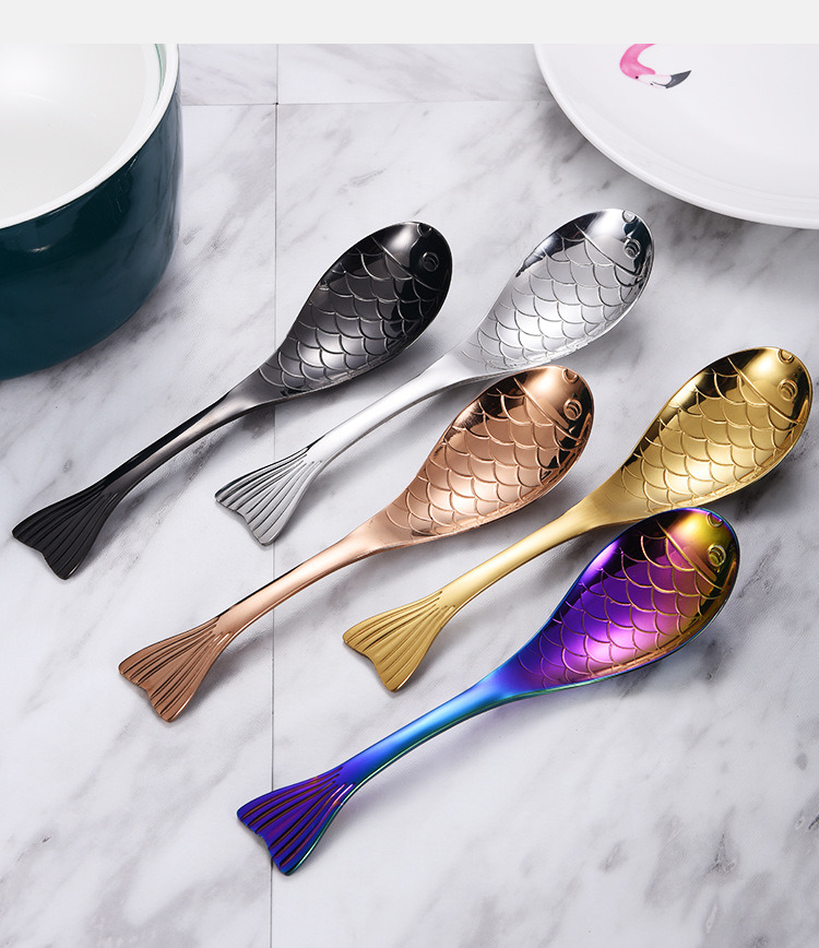dropship 1pc Fish Shape Spoon; Creative Stainless Steel Household Soup Spoon; Teaspoon; Drink Mixing Spoon; Soup Spoon For Home Kitchen Restaurant