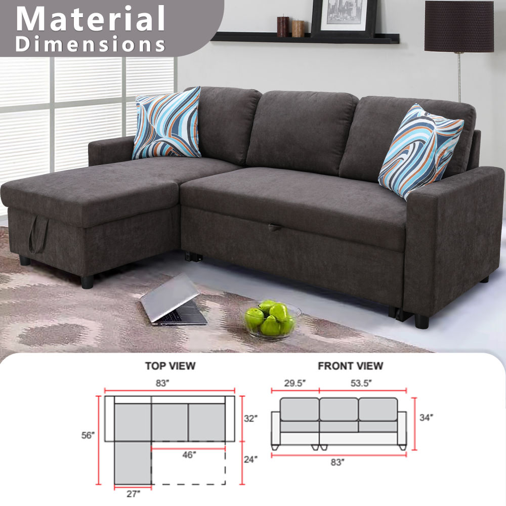 dropship Dark Brown Flannelette 2-Piece Couch Living Room Sofabed
