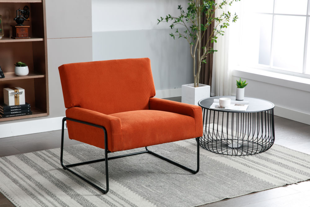 dropship COOLMORE Accent Chair - Modern Industrial Slant Armchair with Metal Frame - Premium High Density Soft Single chair for Living Room Bedroom