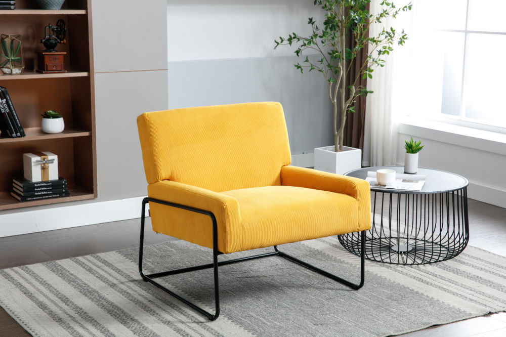 dropship COOLMORE Accent Chair - Modern Industrial Slant Armchair with Metal Frame - Premium High Density Soft Single chair for Living Room Bedroom