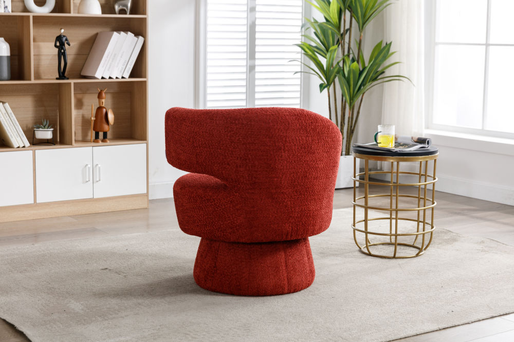 dropship 360 Degree Swivel Cuddle Barrel Accent Chairs, Round Armchairs with Wide Upholstered, Fluffy Fabric Chair for Living Room, Bedroom, Office, Waiting Rooms