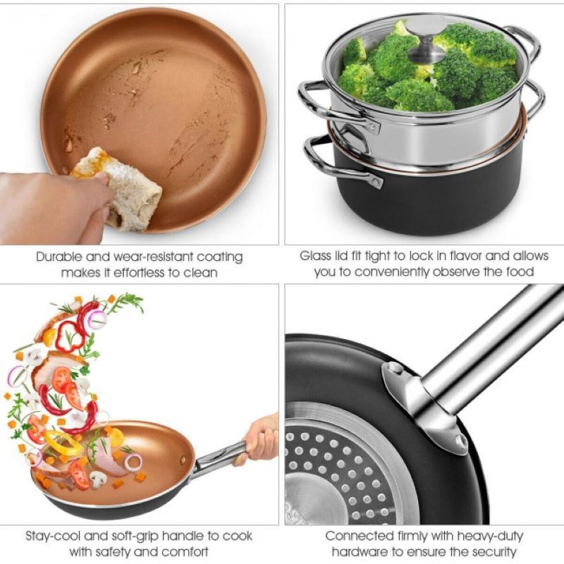 dropship Home Daily Delicacies Pot 12-Piece Safe Non-Stick Cookware Set