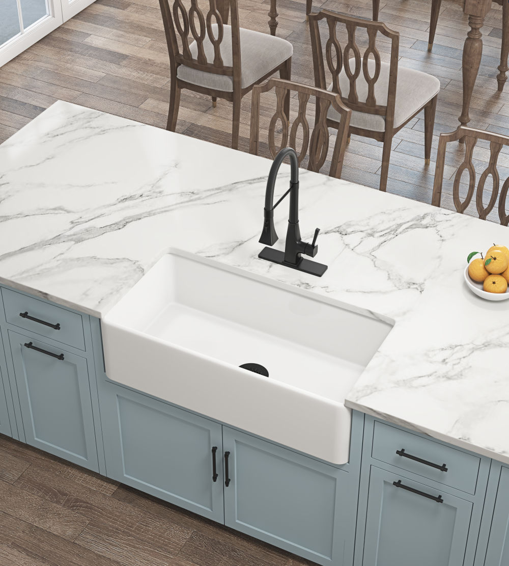 dropship Inch White Farmhouse Sink Deep Apron Sink Undermount Farmhouse Kitchen Sink Single Farm Sink