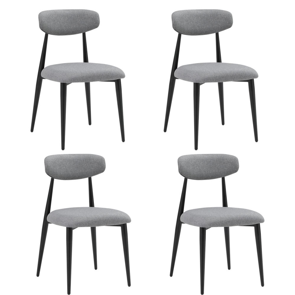 dropship (Set of 4) Modern Dining Chairs , Curved Backrest Round Upholstered and Metal Frame,Grey