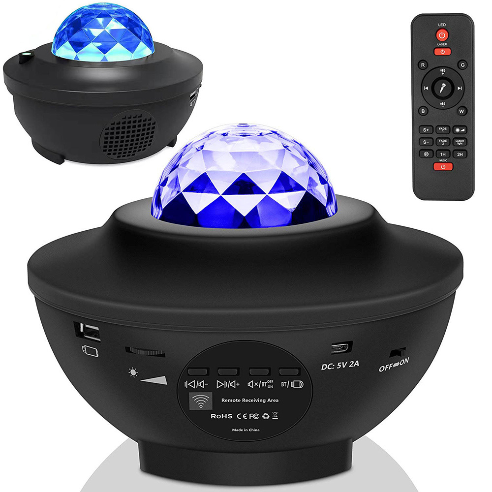 dropship USB LED Star Night Light Music Starry Water Wave LED Projector Light Bluetooth Projector Sound-Activated Projector Light Decor