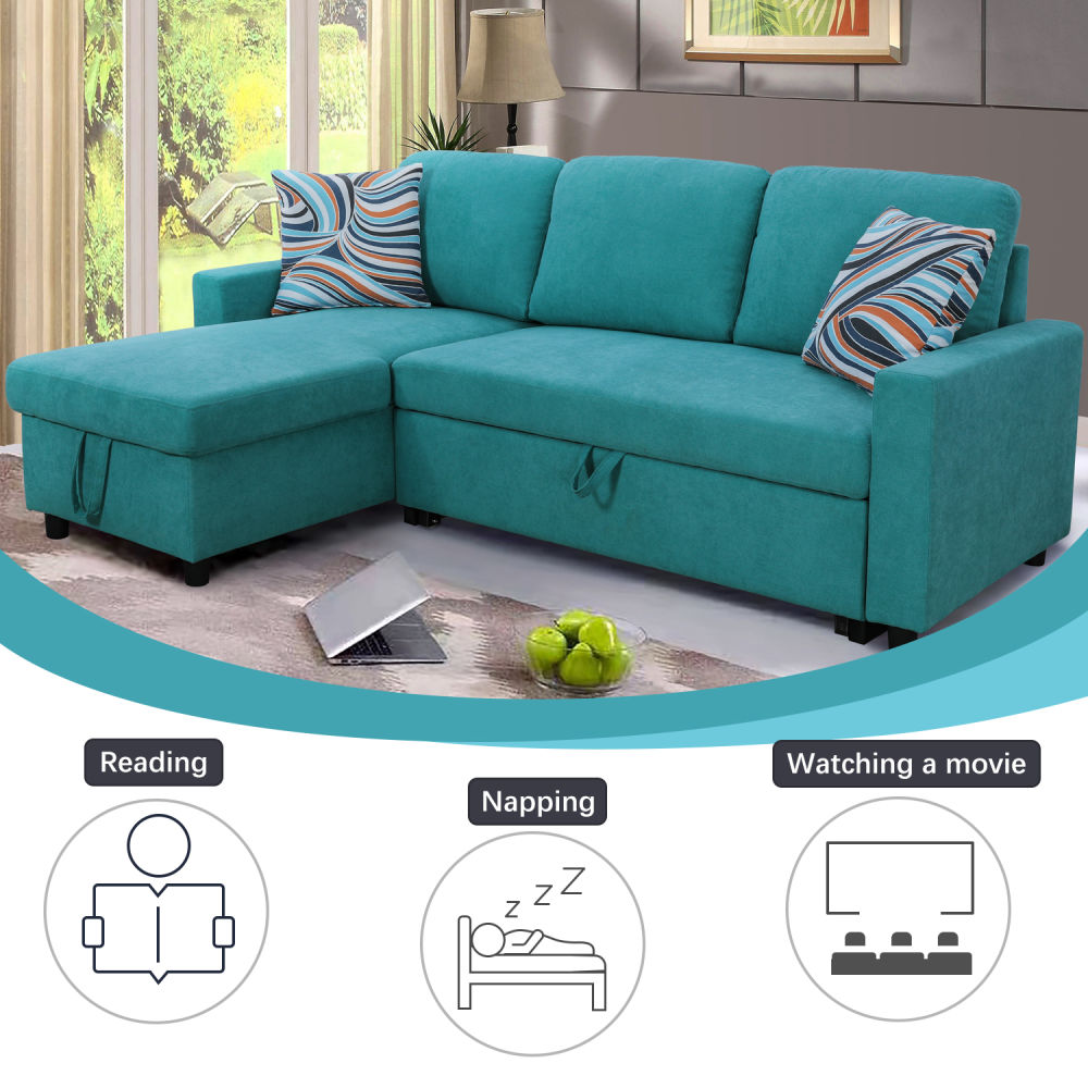 dropship Green Flannelette 2-Piece Couch Living Room Sofabed