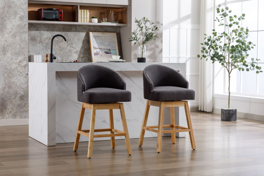 dropship COOLMORE Bar Stools Set of 2 Counter Height Chairs with Footrest for Kitchen, Dining Room And 360 Degree Swivel