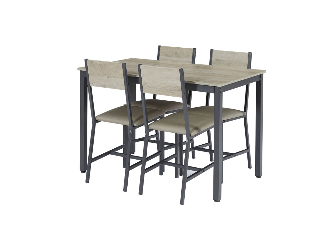dropship Dining Set for 5 Kitchen Table with 4 Upholstered Chairs, Grey, 47.2'' L x 27.6'' W x 29.7'' H.