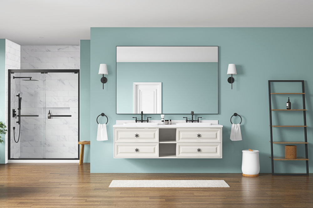 dropship 72in. W x 48in. H Metal Framed Bathroom Mirror for Wall, X Inch Rectangle Mirror, Bathroom Vanity Mirror Farmhouse, Anti-Rust, Hangs Horizontally or Vertically